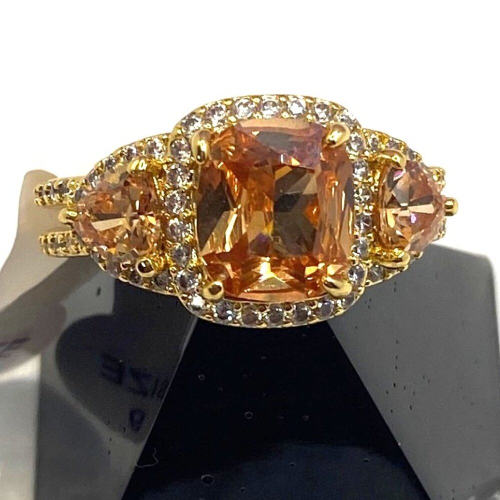 RBP6656 My Happiest Forever Dark Smokey Topaz CZ Ring Size 9 Gold Plating